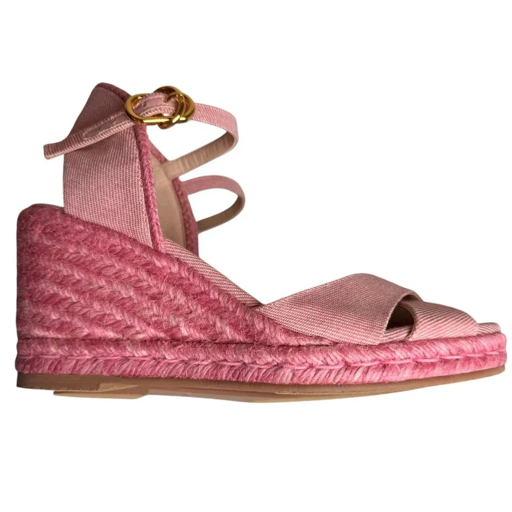 Stuart Weitzman Mirela II Pink Espadrille Wedges 5.5